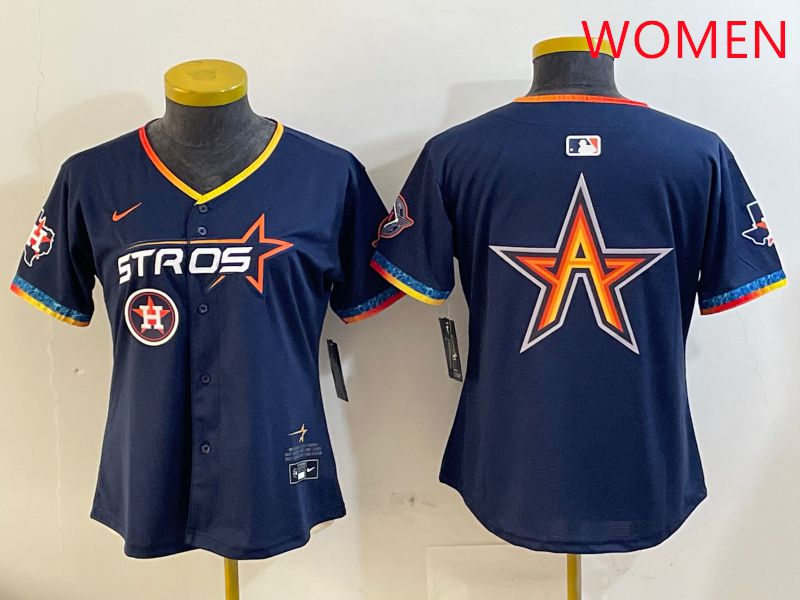 Women Houston Astros Blank Drak Blue Fourth generation Joint Name 2025 Nike MLB Jersey style 6->women mlb jersey->Women Jersey